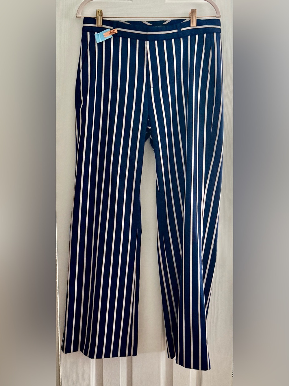 Banana Republic Navy, Orange & White Striped Trousers